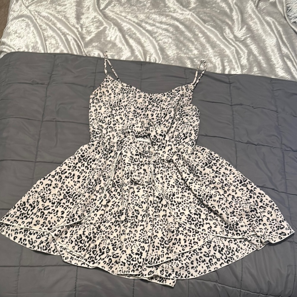 J.O.A. Black and White Leopard Print Romper